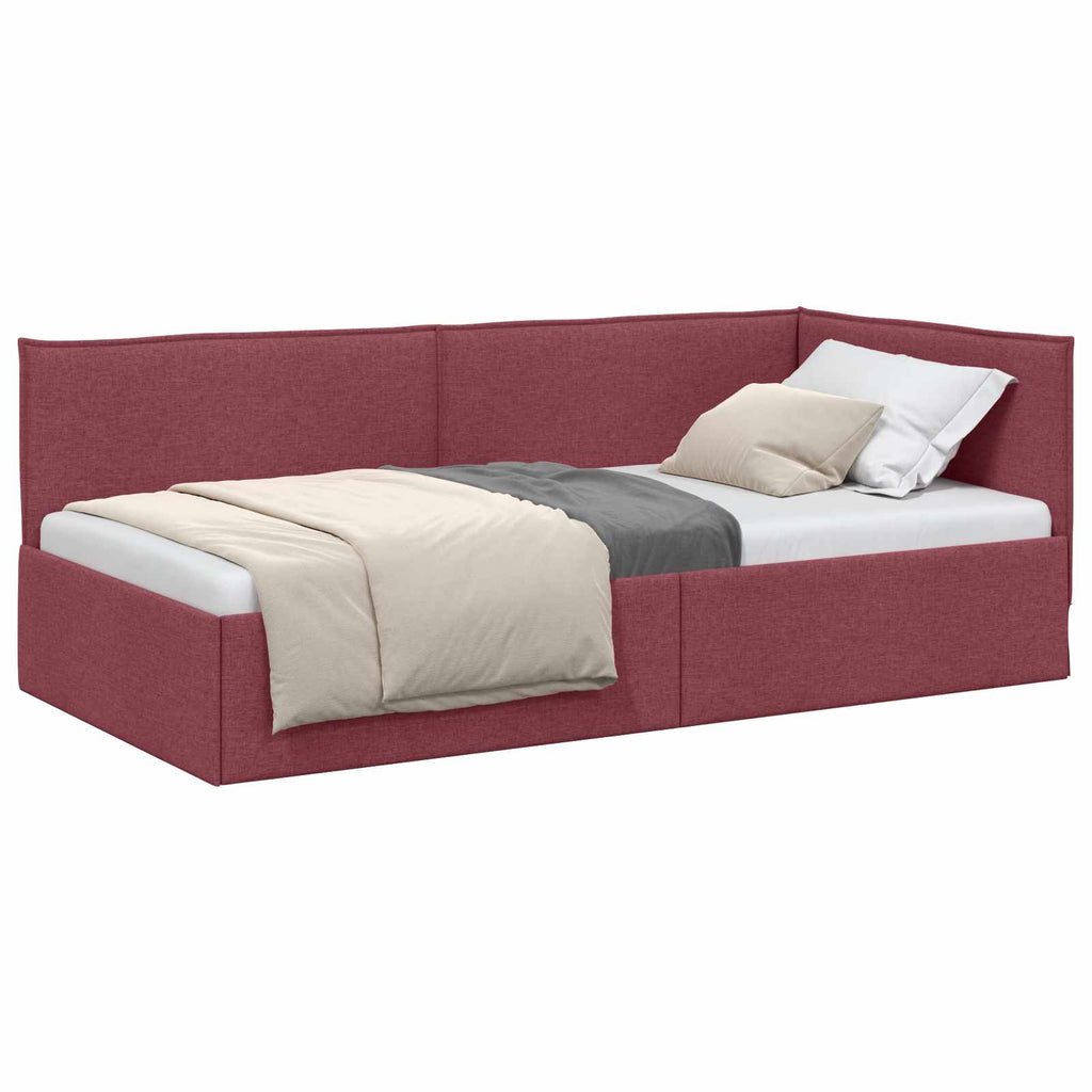 vidaXL Rama łóżka narożnego Czerwone wino 100 x 200 cm tkanina