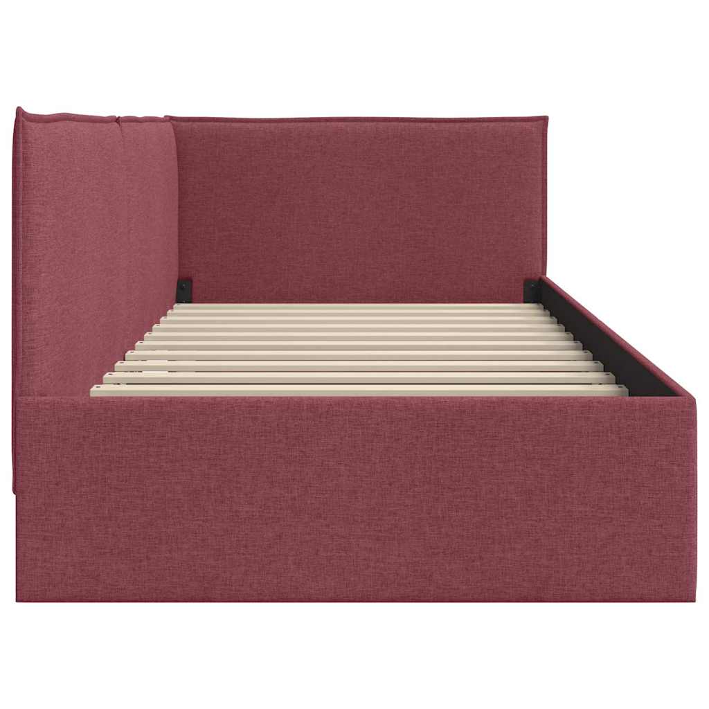 vidaXL Rama łóżka narożnego Czerwone wino 100 x 200 cm tkanina