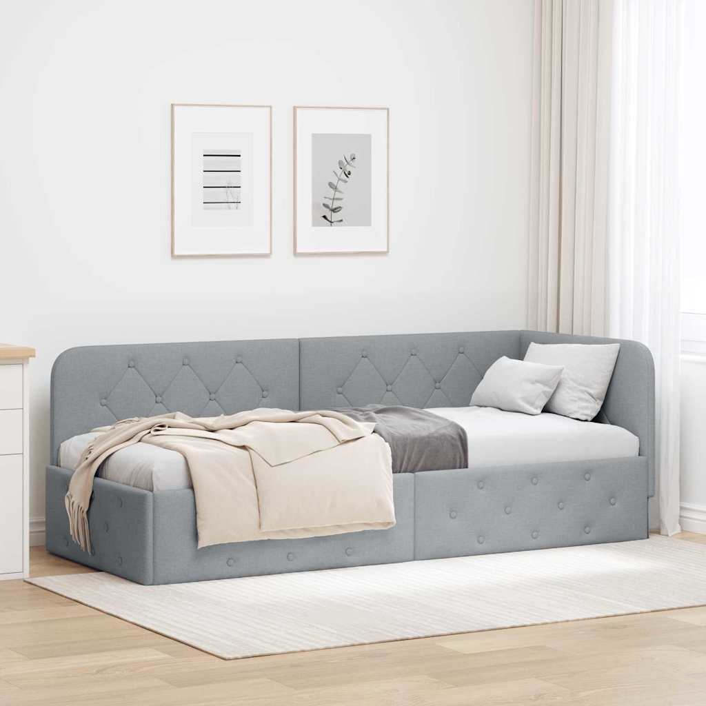 vidaXL Rama łóżka narożnego Jasnoszary 80 x 200 cm tkanina