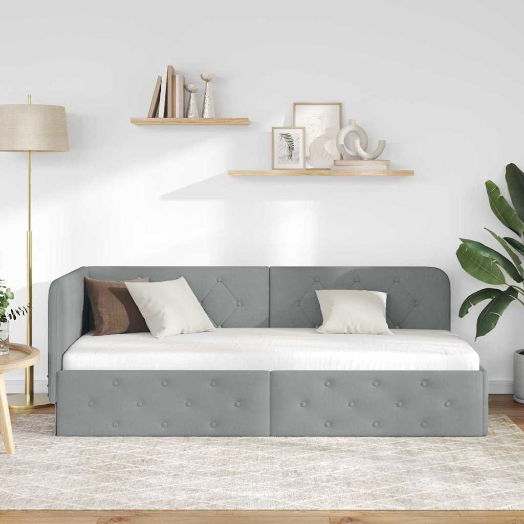 vidaXL Rama łóżka narożnego Jasnoszary 80 x 200 cm tkanina