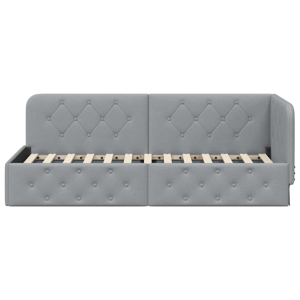 vidaXL Rama łóżka narożnego Jasnoszary 80 x 200 cm tkanina