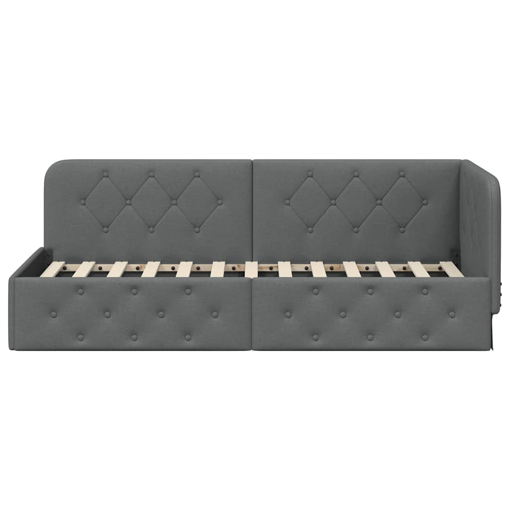vidaXL Rama łóżka narożnego Ciemnoszary 80 x 200 cm tkanina
