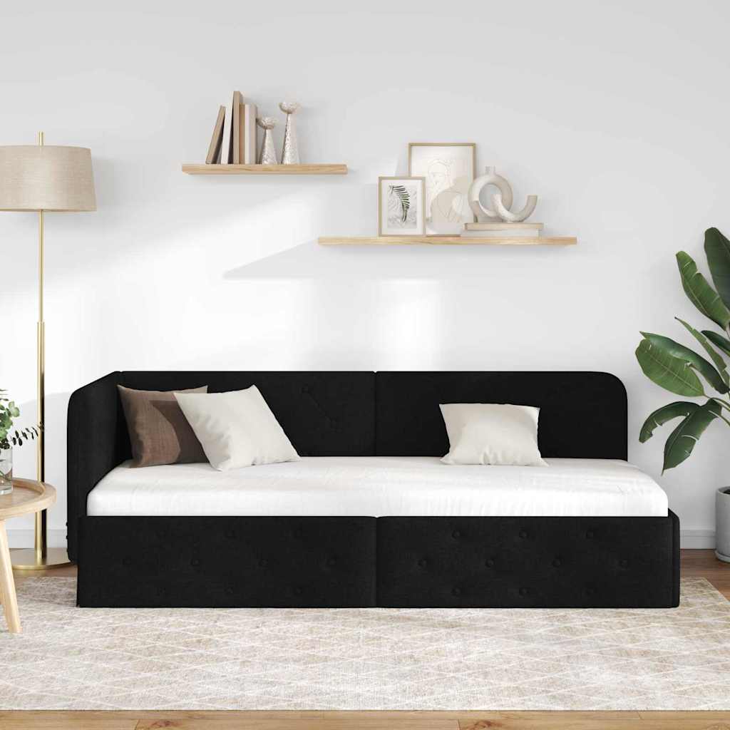 vidaXL Rama łóżka narożnego Czarny 80 x 200 cm tkanina