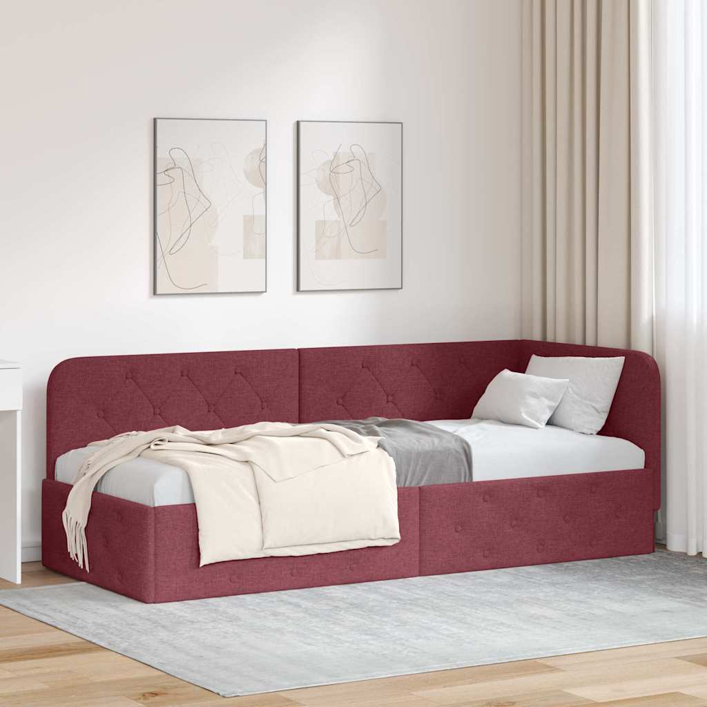 vidaXL Rama łóżka narożnego Czerwone wino 80 x 200 cm tkanina