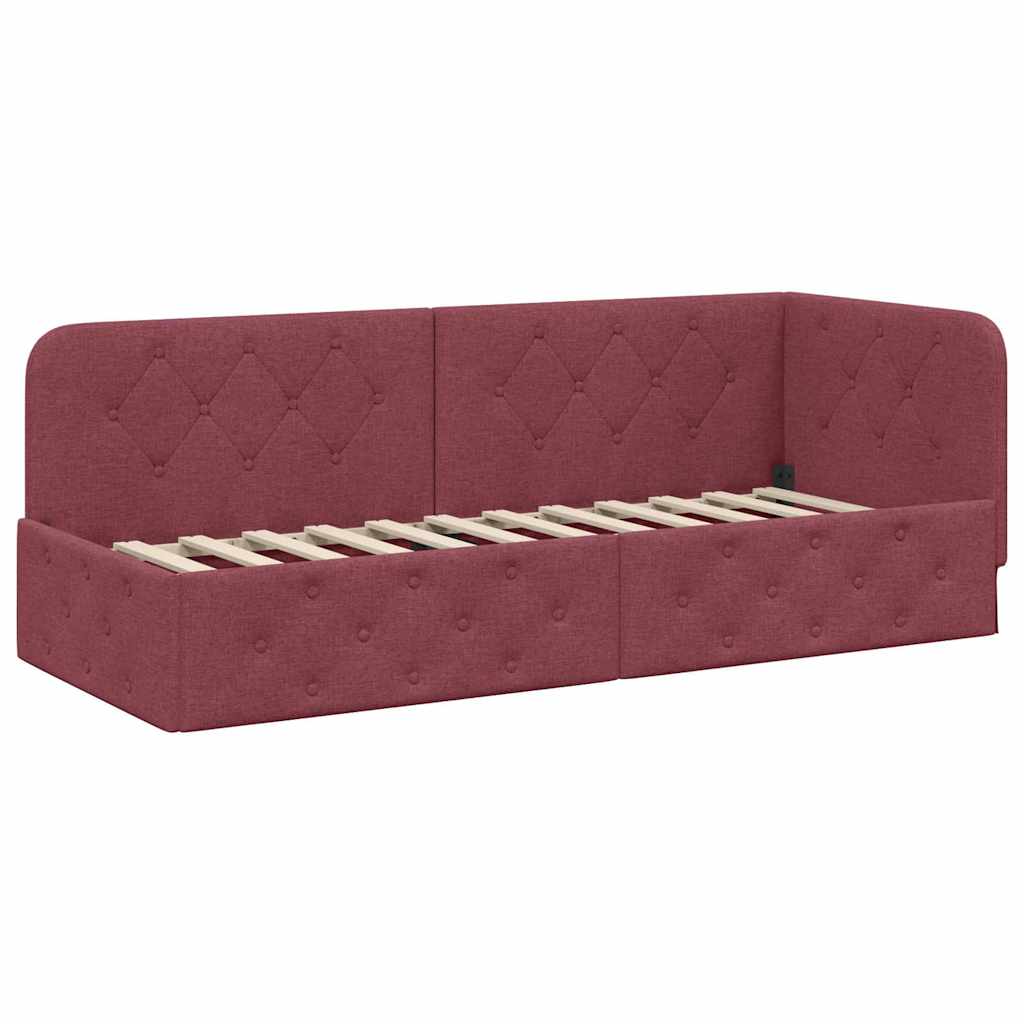 vidaXL Rama łóżka narożnego Czerwone wino 80 x 200 cm tkanina