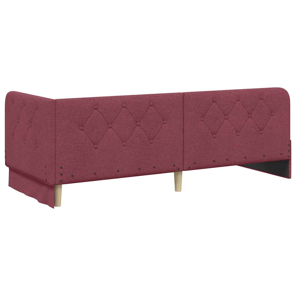 vidaXL Rama łóżka narożnego Czerwone wino 80 x 200 cm tkanina