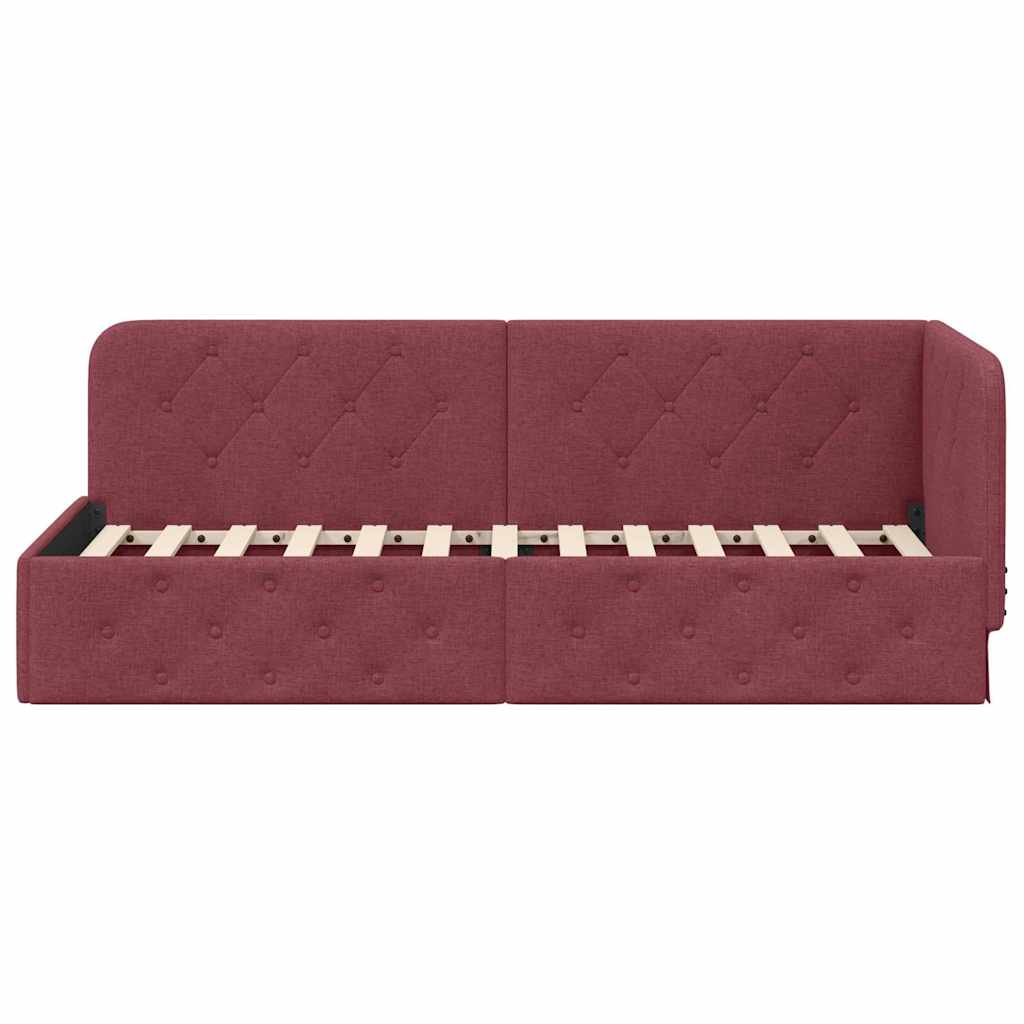 vidaXL Rama łóżka narożnego Czerwone wino 80 x 200 cm tkanina