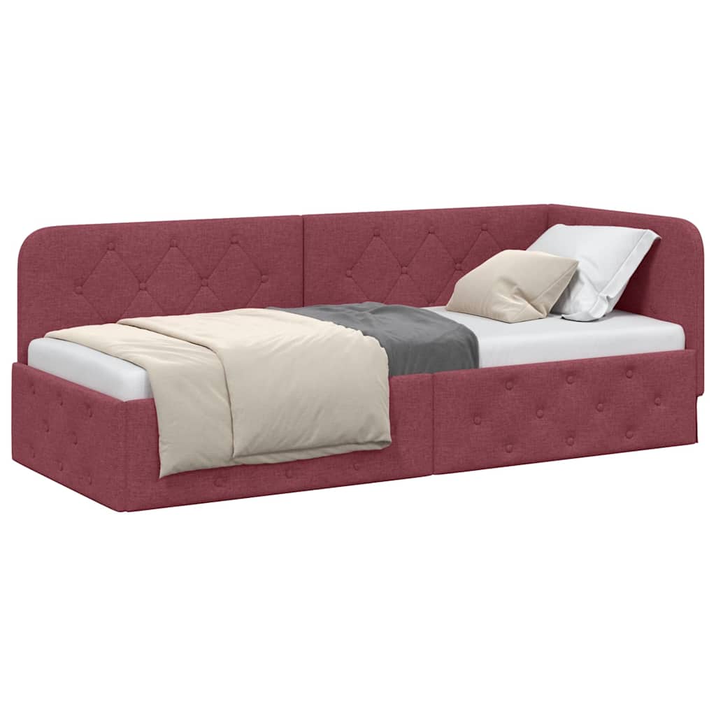 vidaXL Rama łóżka narożnego Czerwone wino 80 x 200 cm tkanina
