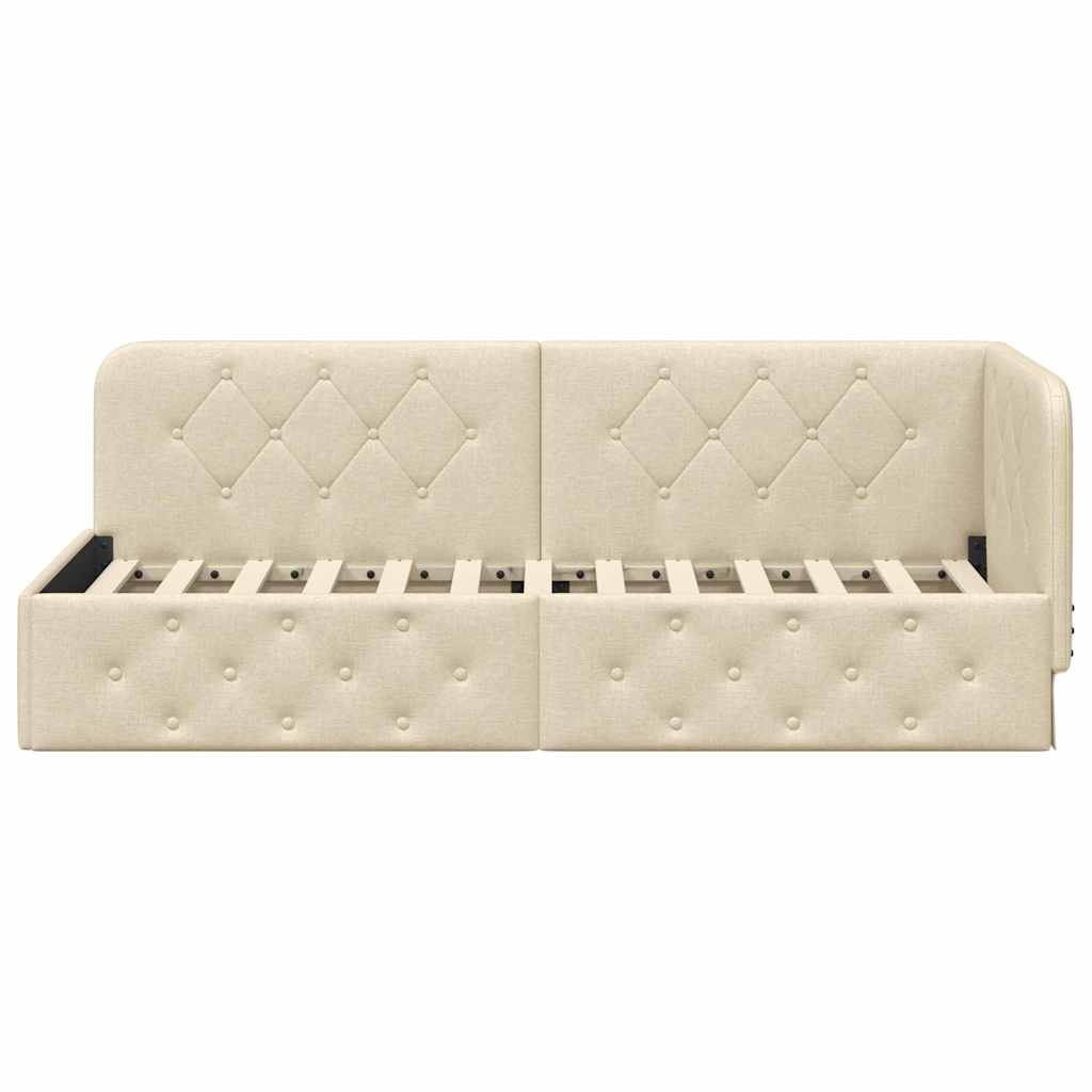 vidaXL Rama łóżka narożnego Kremowy 80 x 200 cm tkanina