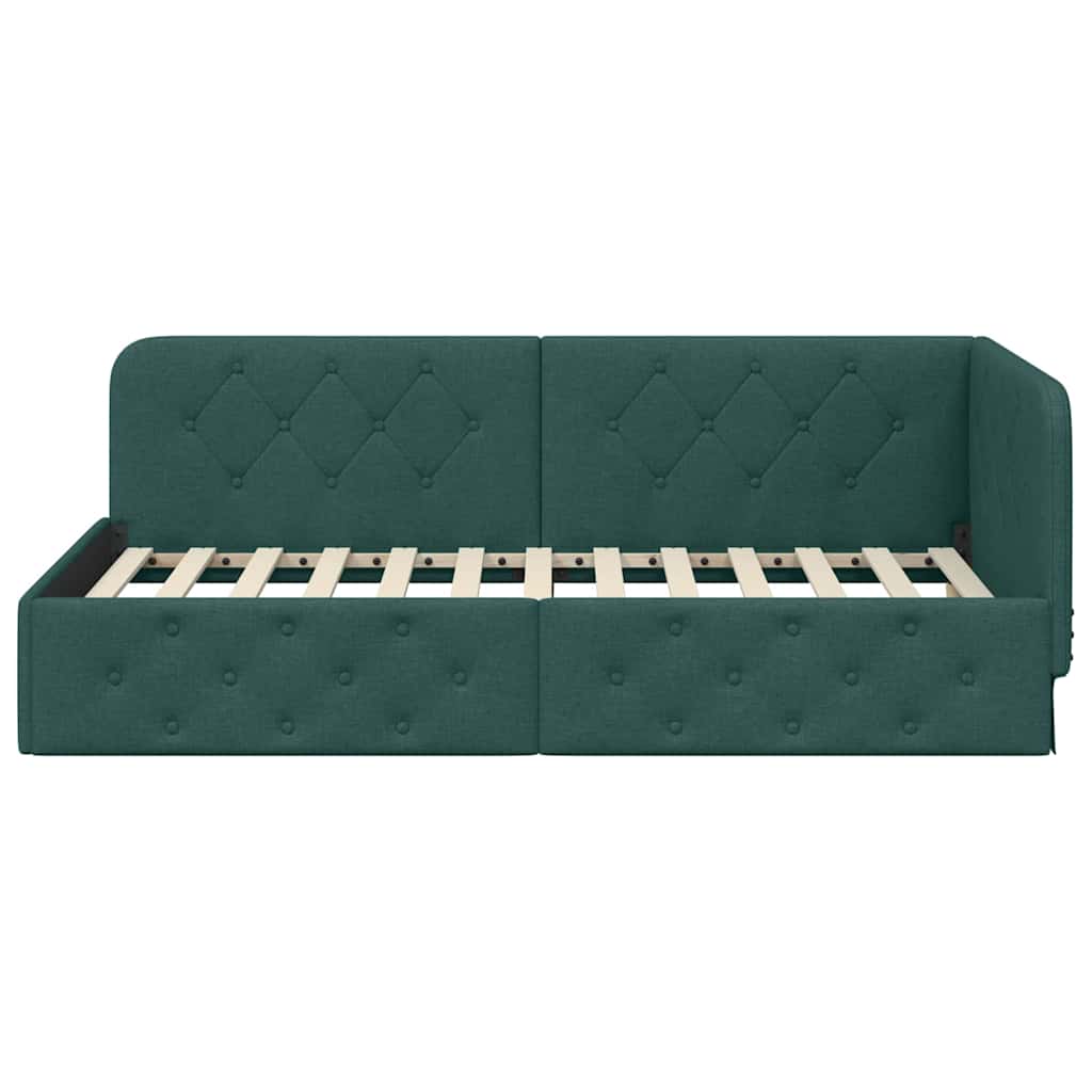 vidaXL Rama łóżka narożnego Ciemna zieleń 90 x 200 cm tkanina