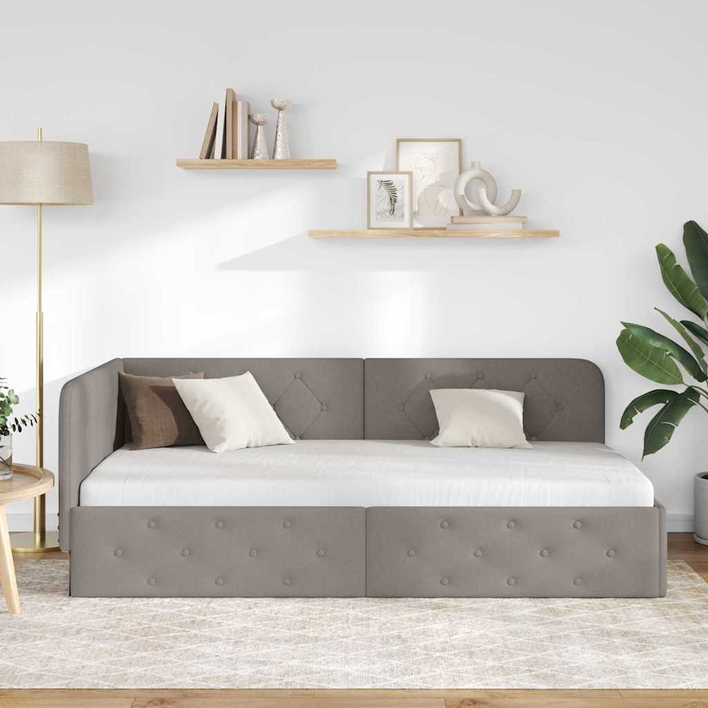 vidaXL Rama łóżka narożnego Ciemnoszary 90 x 200 cm tkanina