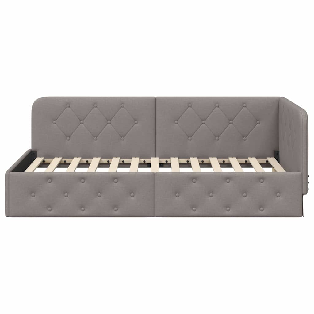 vidaXL Rama łóżka narożnego Ciemnoszary 90 x 200 cm tkanina