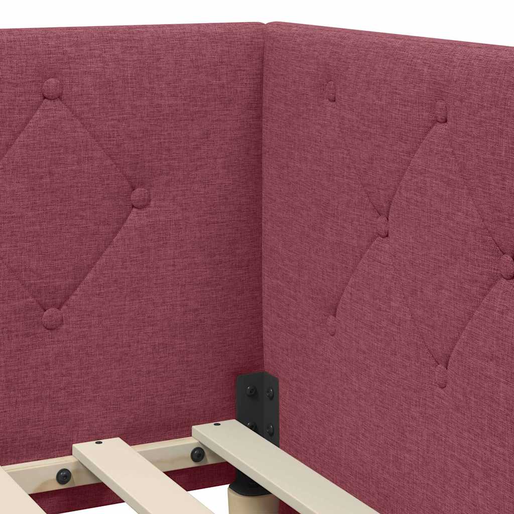 vidaXL Rama łóżka narożnego Czerwone wino 100 x 200 cm tkanina
