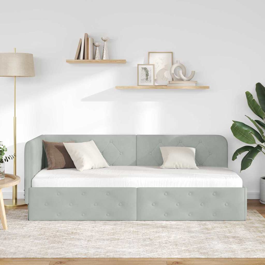 vidaXL Rama łóżka narożnego Jasnoszary 80 x 200 cm Aksamit