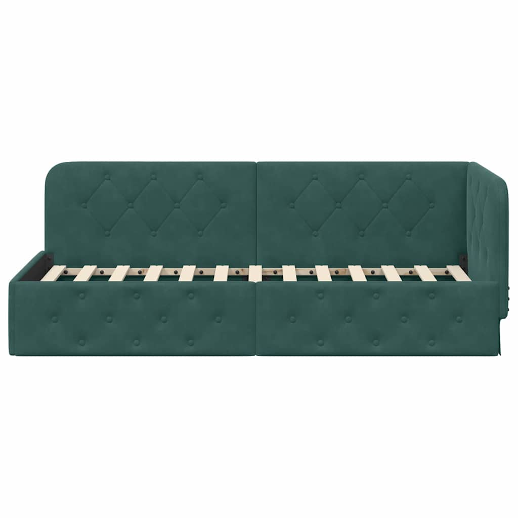 vidaXL Rama łóżka narożnego Ciemna zieleń 80 x 200 cm Aksamit