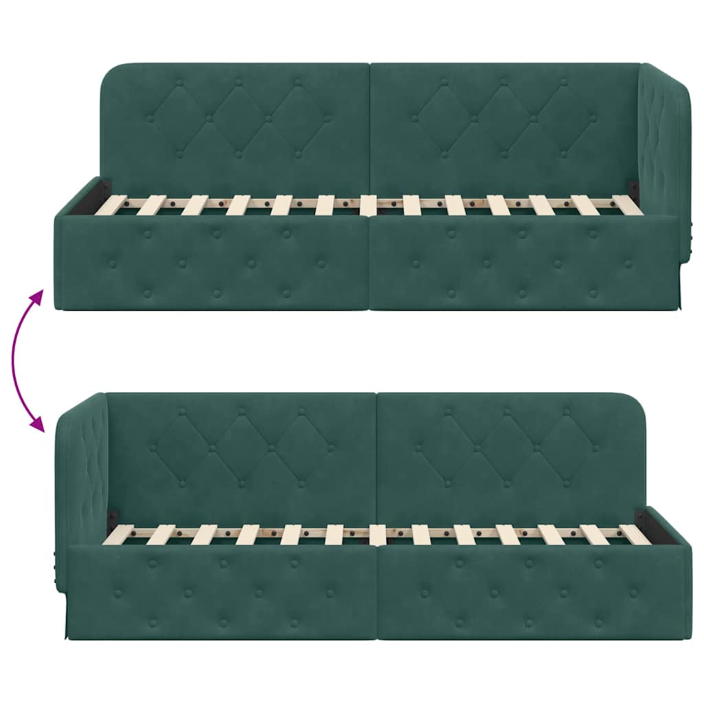 vidaXL Rama łóżka narożnego Ciemna zieleń 80 x 200 cm Aksamit