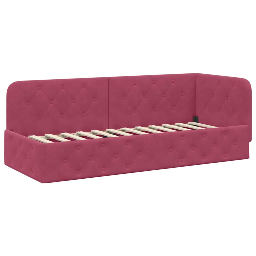 vidaXL Rama łóżka narożnego Czerwone wino 80 x 200 cm Aksamit
