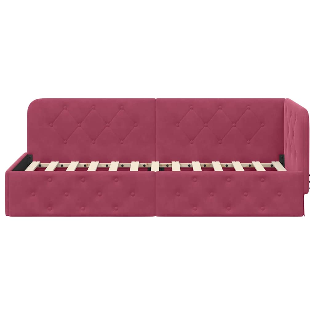 vidaXL Rama łóżka narożnego Czerwone wino 80 x 200 cm Aksamit