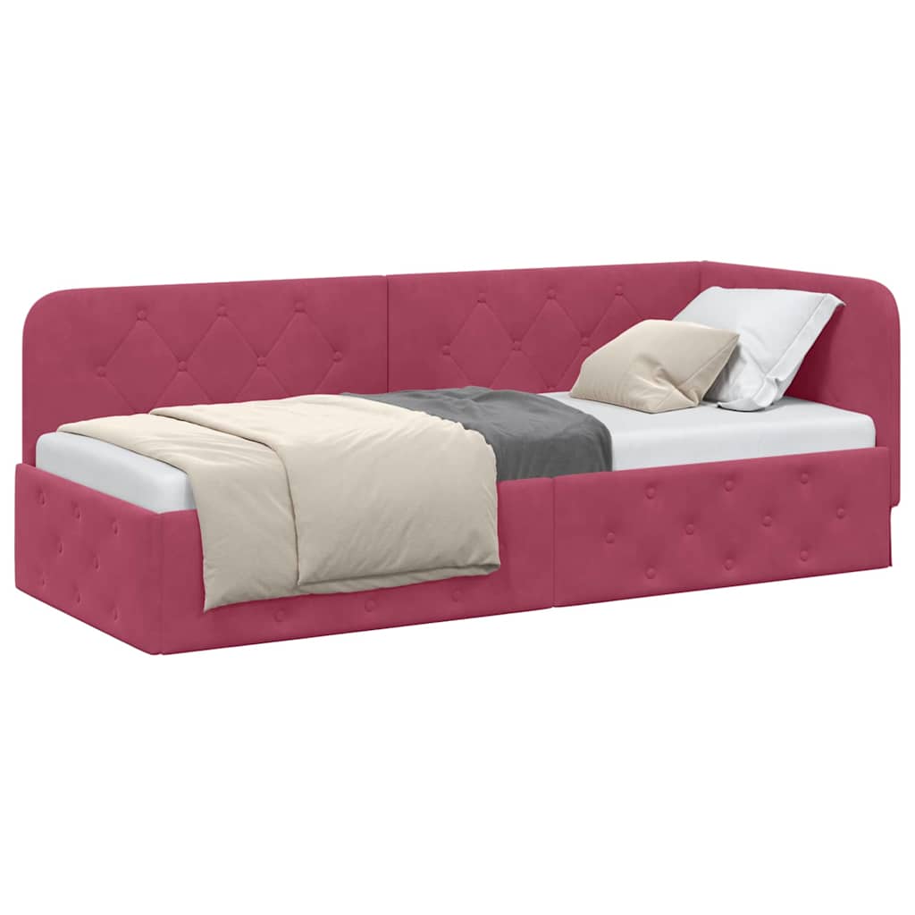 vidaXL Rama łóżka narożnego Czerwone wino 80 x 200 cm Aksamit