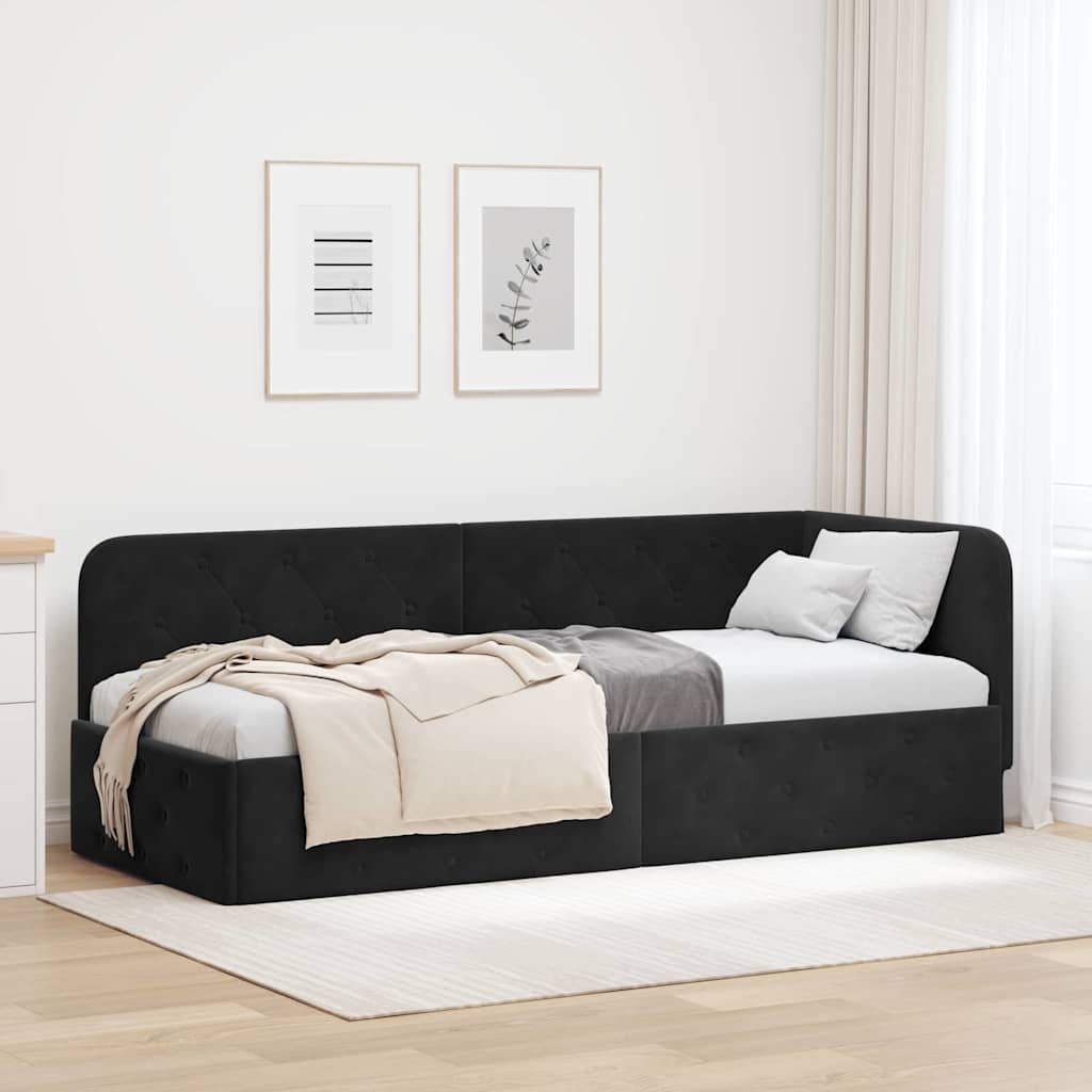vidaXL Rama łóżka narożnego Czarny 80 x 200 cm Aksamit