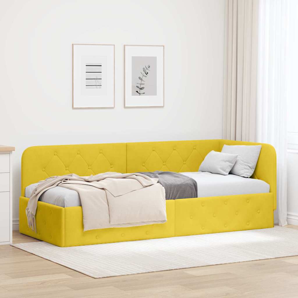 vidaXL Rama łóżka narożnego Żółty 80 x 200 cm Aksamit
