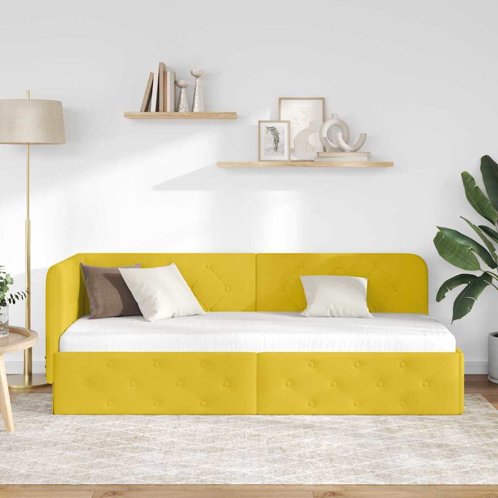 vidaXL Rama łóżka narożnego Żółty 80 x 200 cm Aksamit