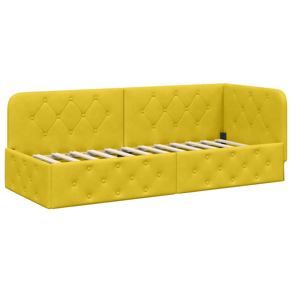 vidaXL Rama łóżka narożnego Żółty 80 x 200 cm Aksamit