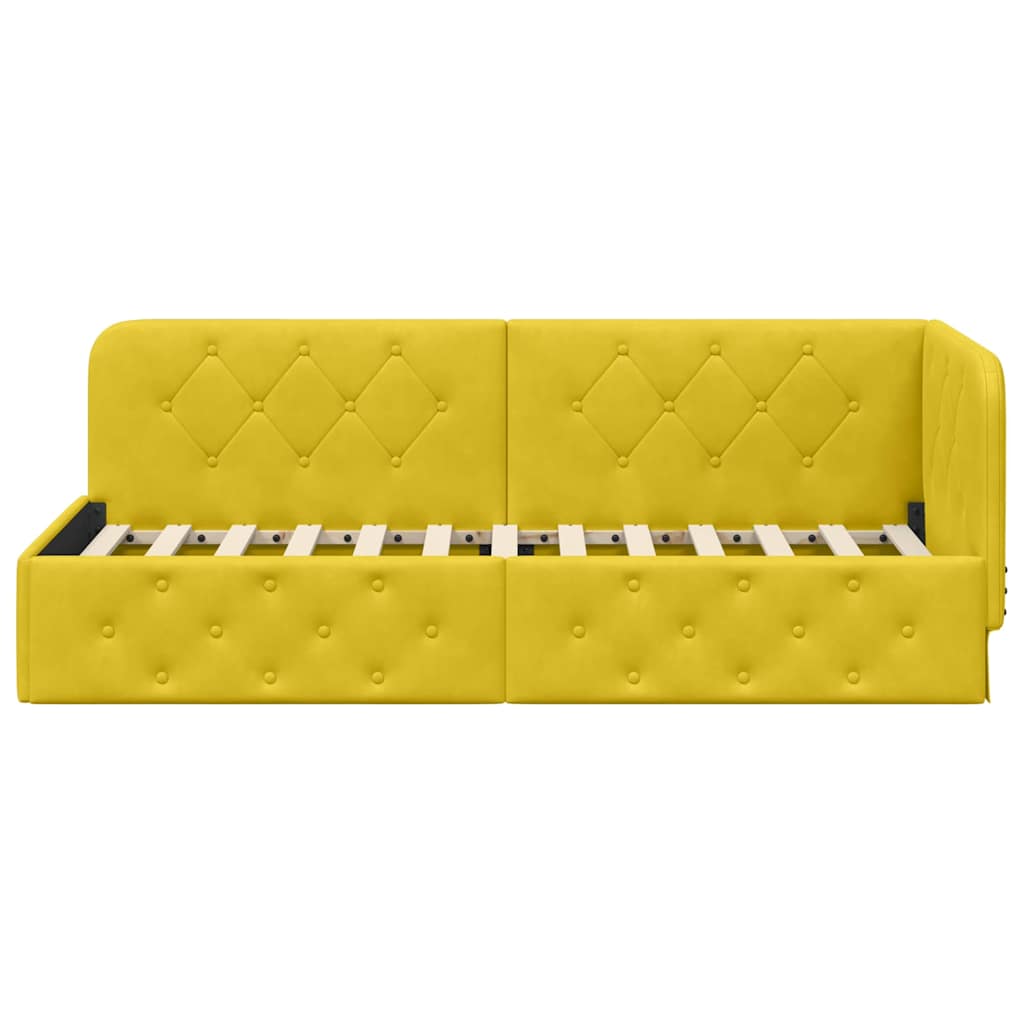 vidaXL Rama łóżka narożnego Żółty 80 x 200 cm Aksamit