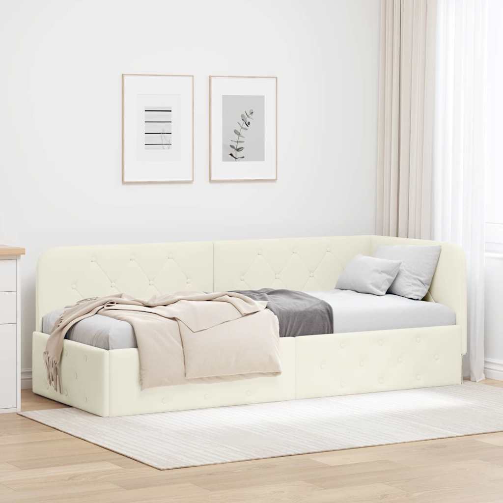 vidaXL Rama łóżka narożnego Kremowy 80 x 200 cm Aksamit