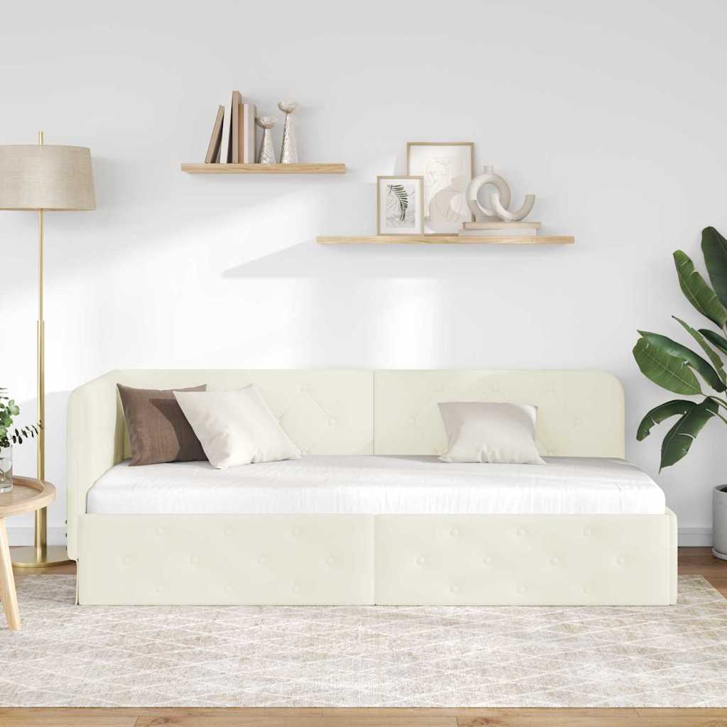 vidaXL Rama łóżka narożnego Kremowy 80 x 200 cm Aksamit