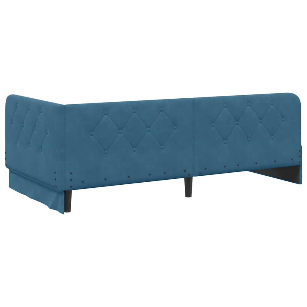 vidaXL Rama łóżka narożnego Niebieski 90 x 190 cm Aksamit