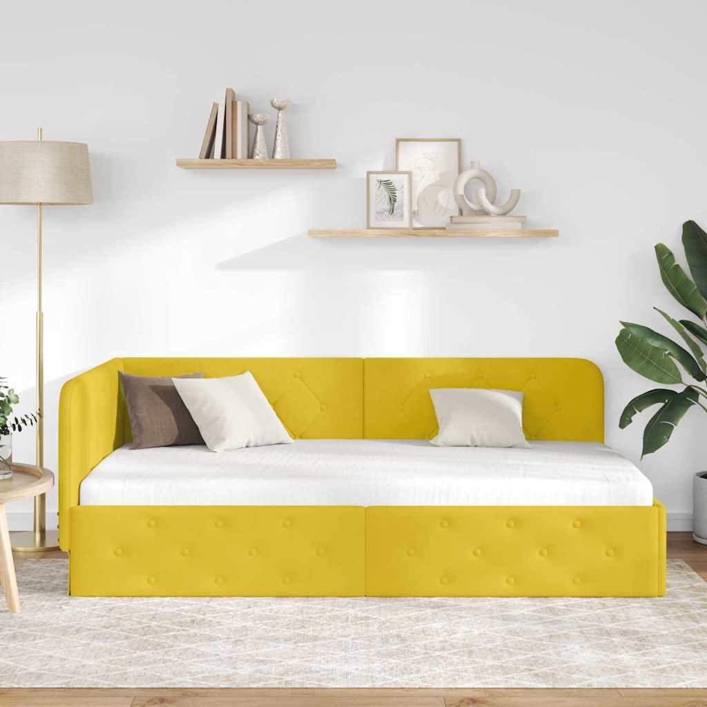 vidaXL Rama łóżka narożnego Żółty 100 x 200 cm Aksamit