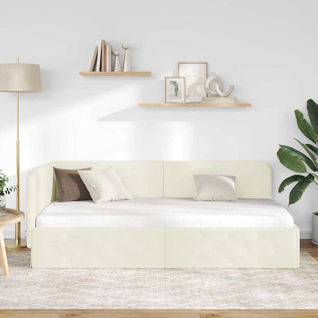 vidaXL Rama łóżka narożnego Kremowy 100 x 200 cm Aksamit