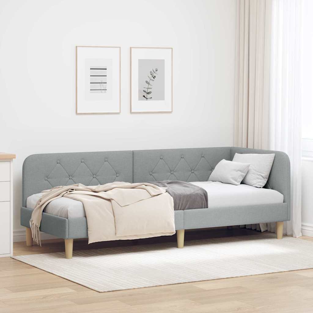 vidaXL Rama łóżka narożnego Jasnoszary 80 x 200 cm tkanina
