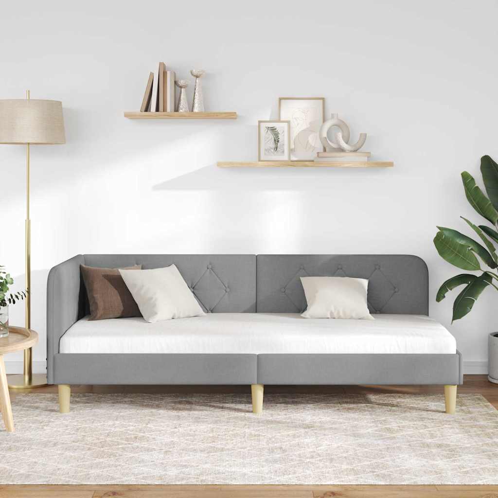 vidaXL Rama łóżka narożnego Jasnoszary 80 x 200 cm tkanina