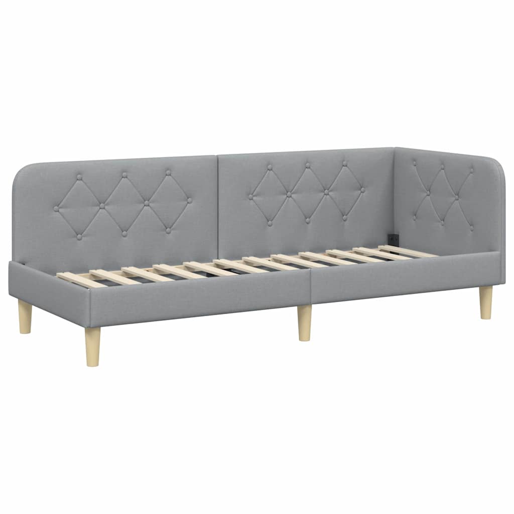 vidaXL Rama łóżka narożnego Jasnoszary 80 x 200 cm tkanina