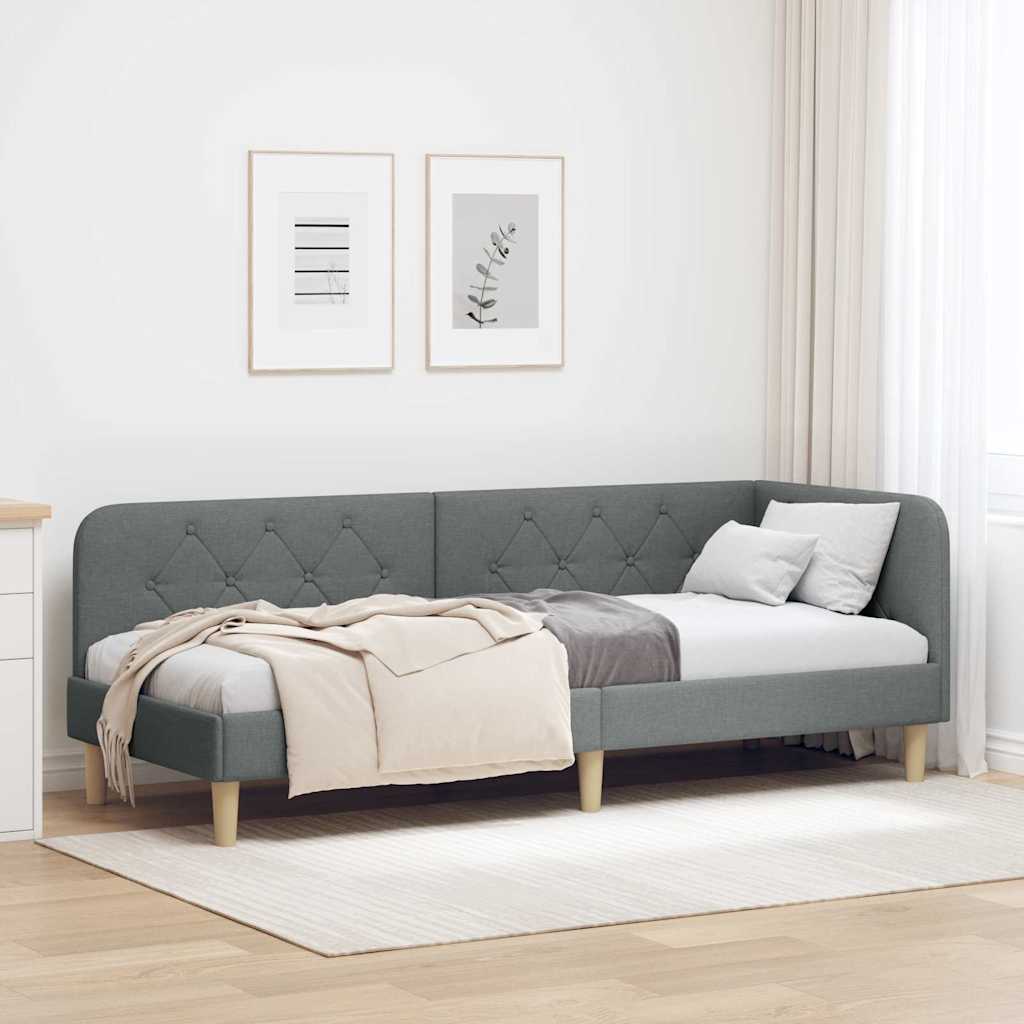 vidaXL Rama łóżka narożnego Ciemnoszary 80 x 200 cm tkanina