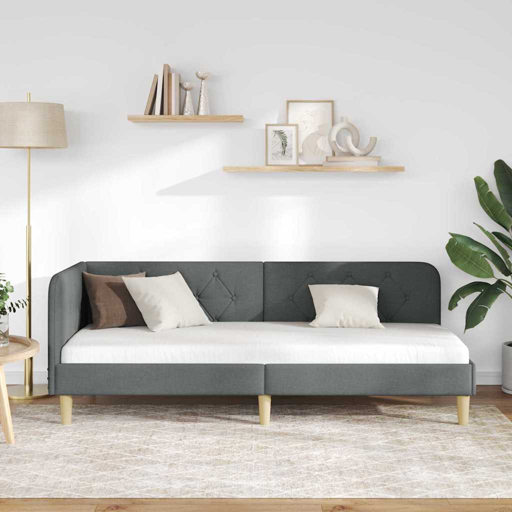 vidaXL Rama łóżka narożnego Ciemnoszary 80 x 200 cm tkanina