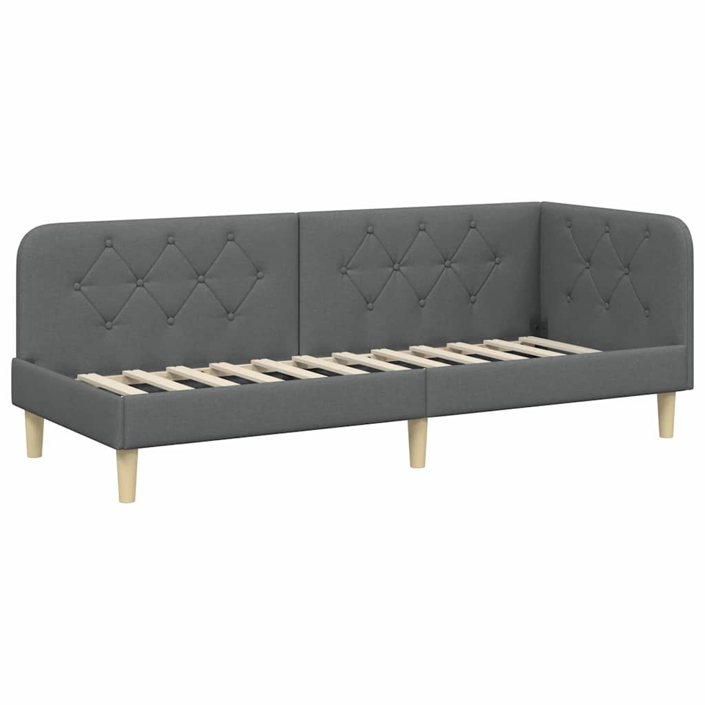 vidaXL Rama łóżka narożnego Ciemnoszary 80 x 200 cm tkanina