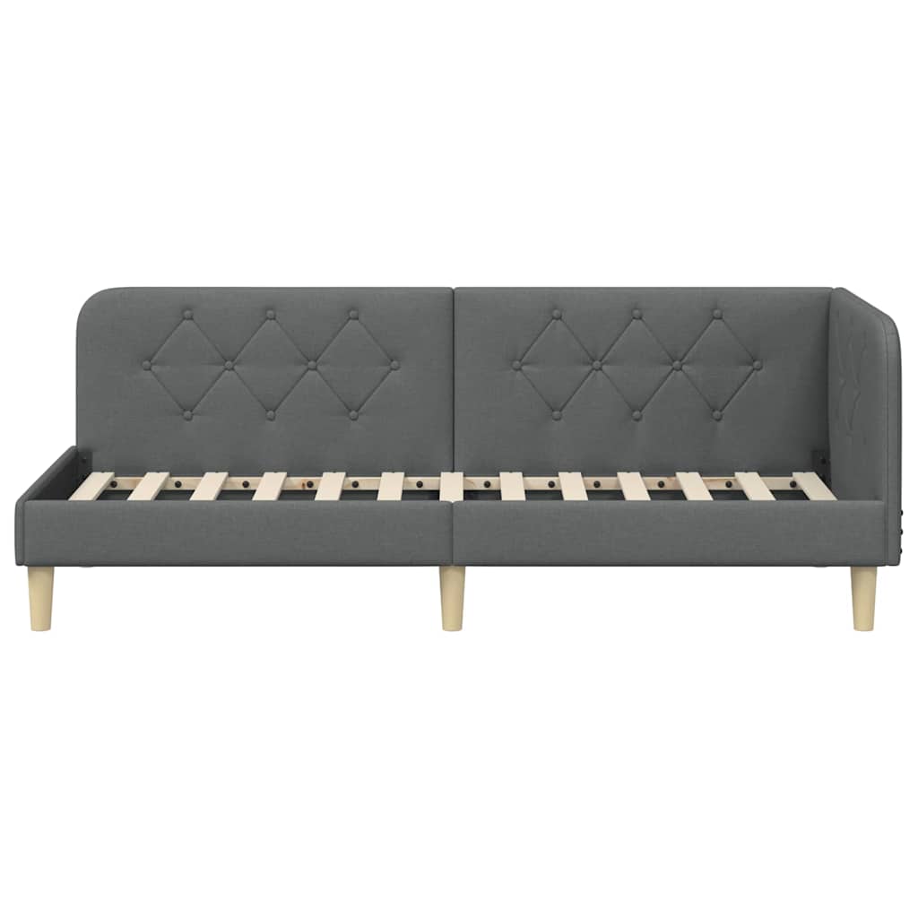 vidaXL Rama łóżka narożnego Ciemnoszary 80 x 200 cm tkanina