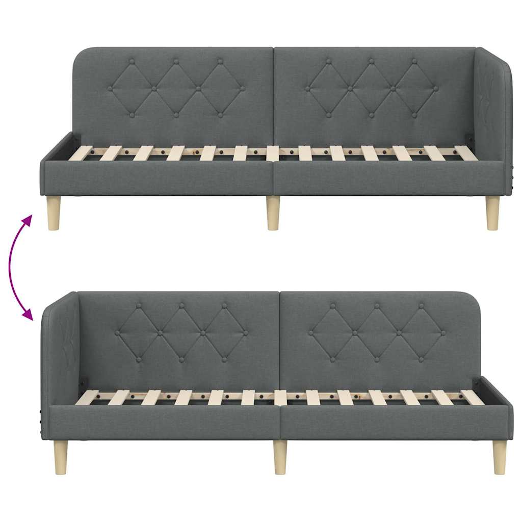 vidaXL Rama łóżka narożnego Ciemnoszary 80 x 200 cm tkanina