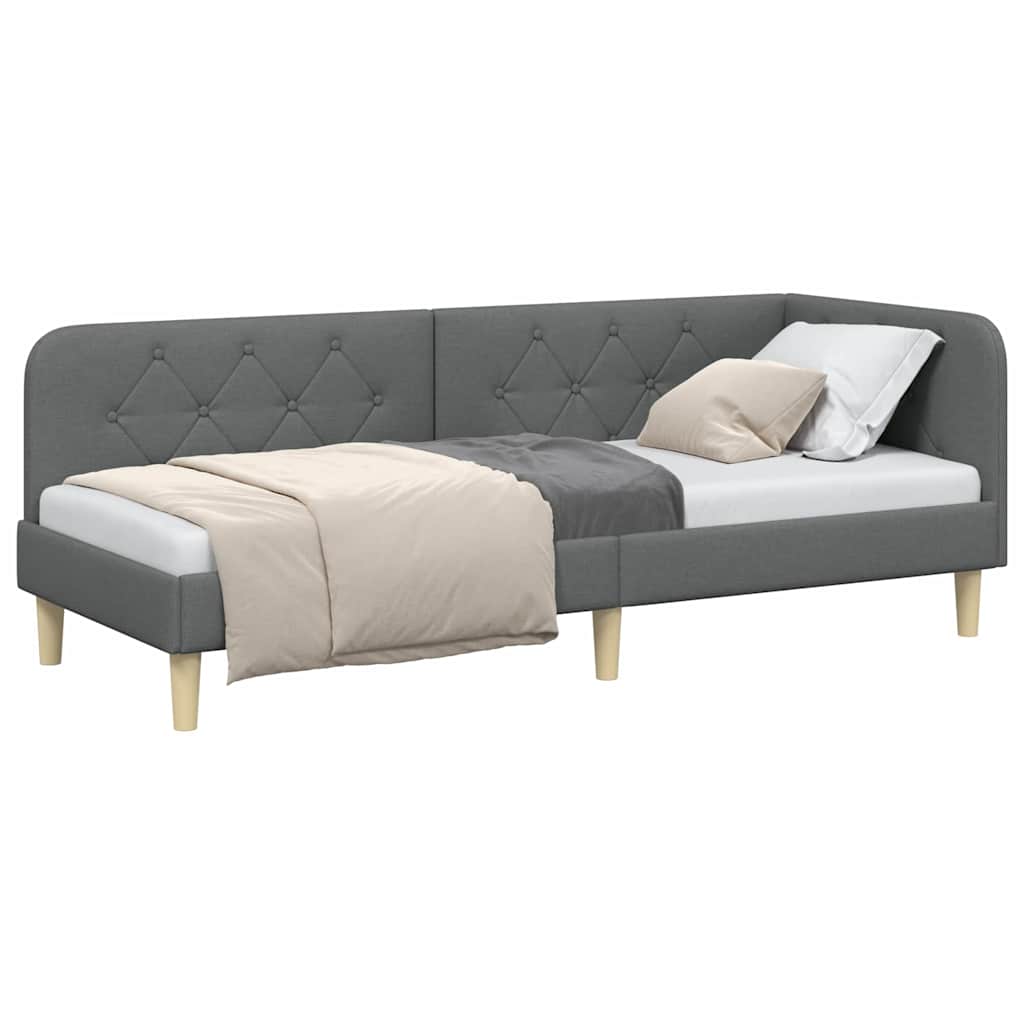 vidaXL Rama łóżka narożnego Ciemnoszary 80 x 200 cm tkanina