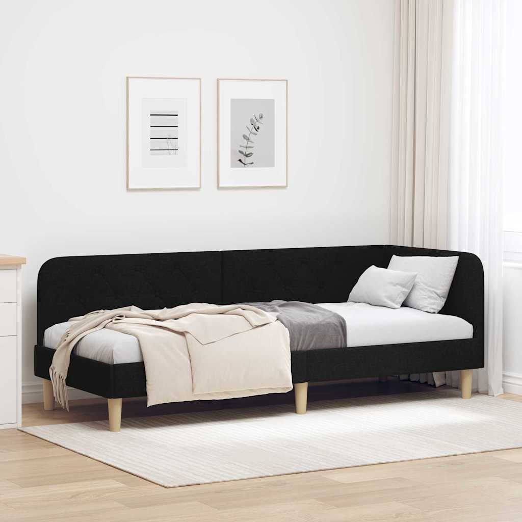 vidaXL Rama łóżka narożnego Czarny 80 x 200 cm tkanina