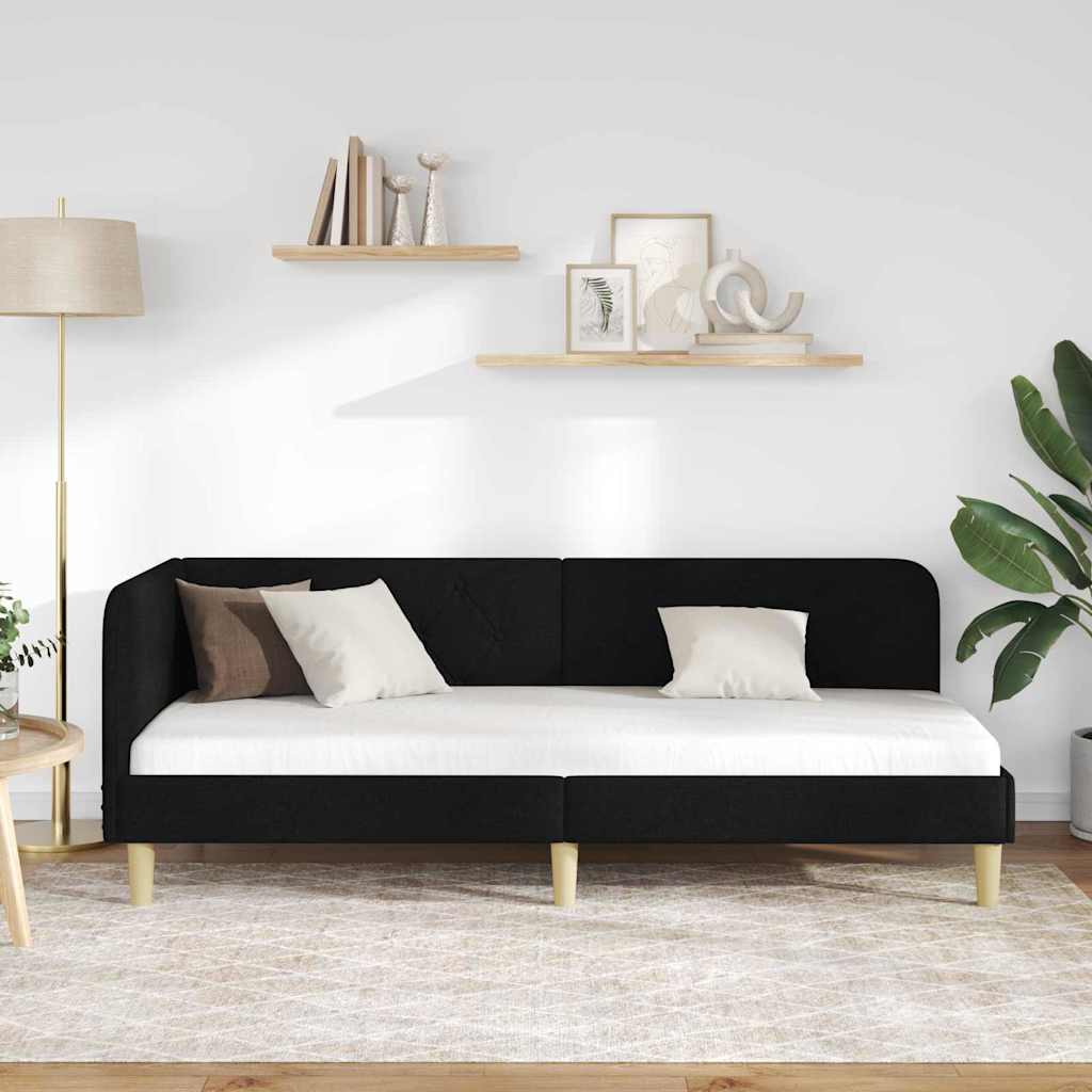 vidaXL Rama łóżka narożnego Czarny 80 x 200 cm tkanina