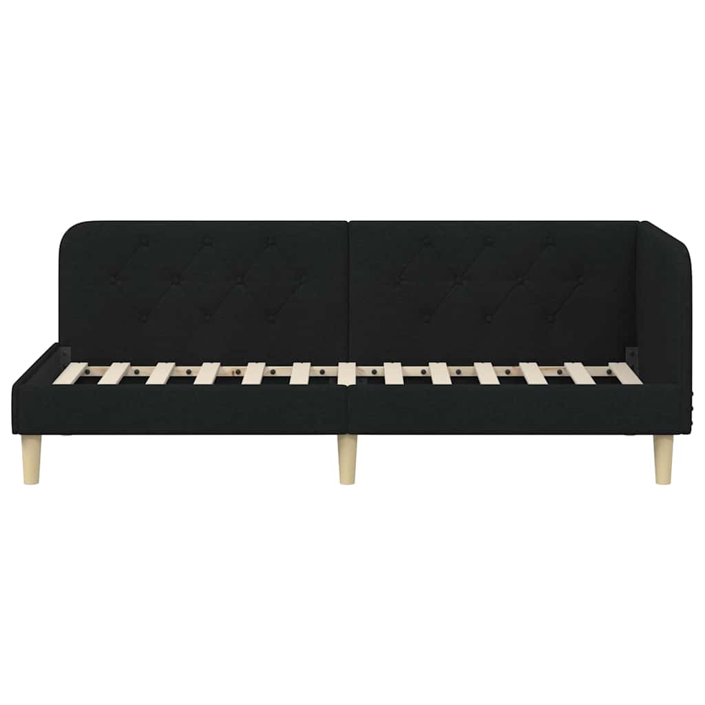vidaXL Rama łóżka narożnego Czarny 80 x 200 cm tkanina