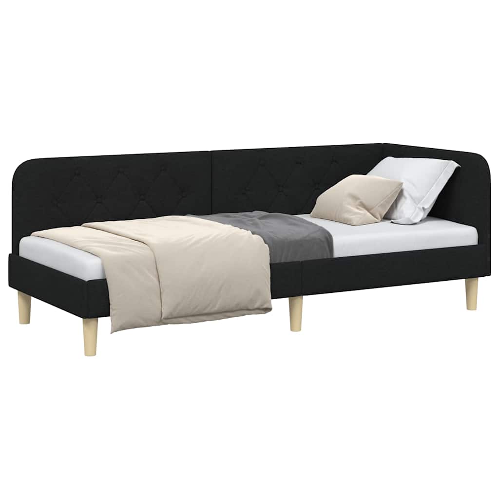 vidaXL Rama łóżka narożnego Czarny 80 x 200 cm tkanina