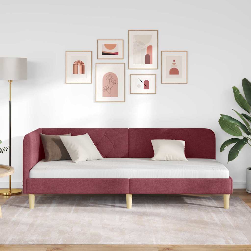 vidaXL Rama łóżka narożnego Czerwone wino 80 x 200 cm tkanina