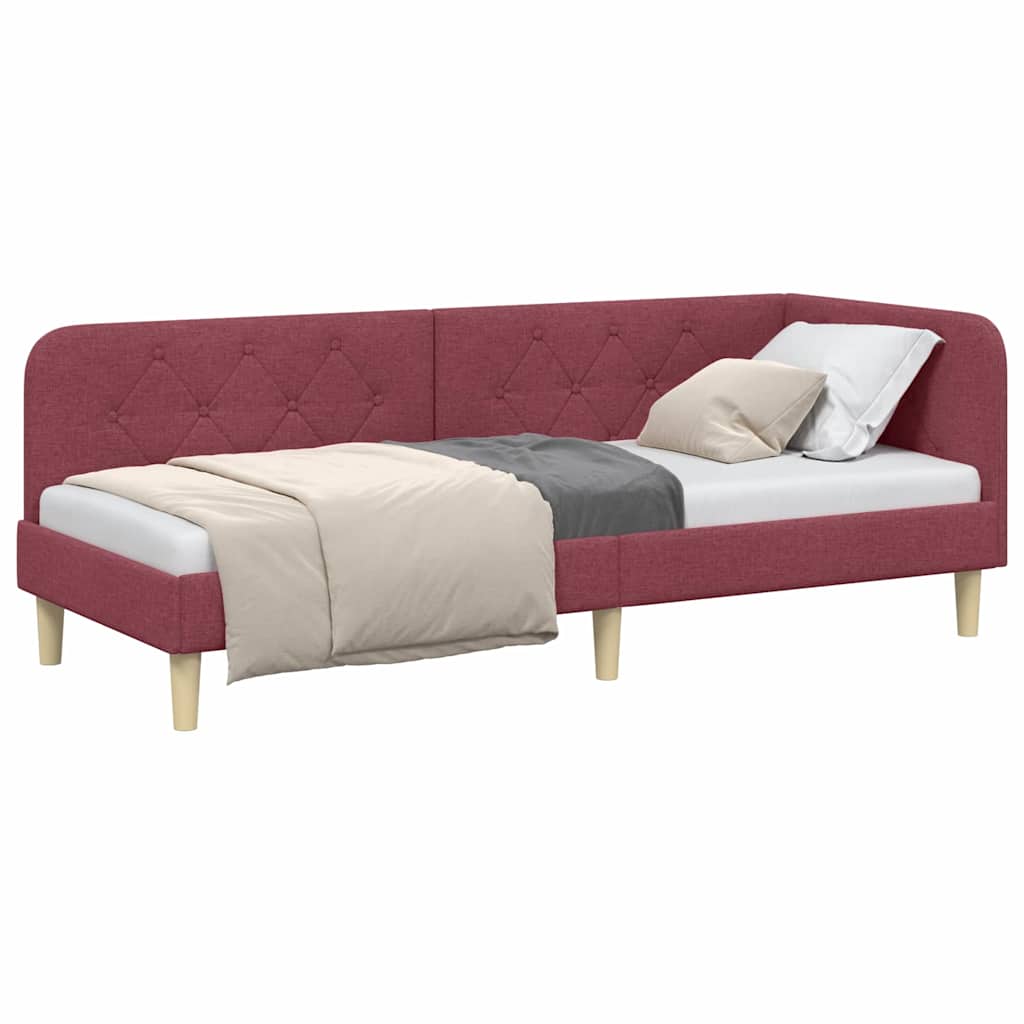 vidaXL Rama łóżka narożnego Czerwone wino 80 x 200 cm tkanina
