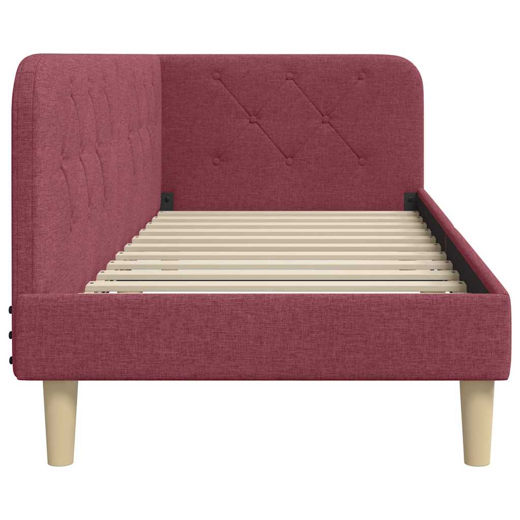 vidaXL Rama łóżka narożnego Czerwone wino 80 x 200 cm tkanina