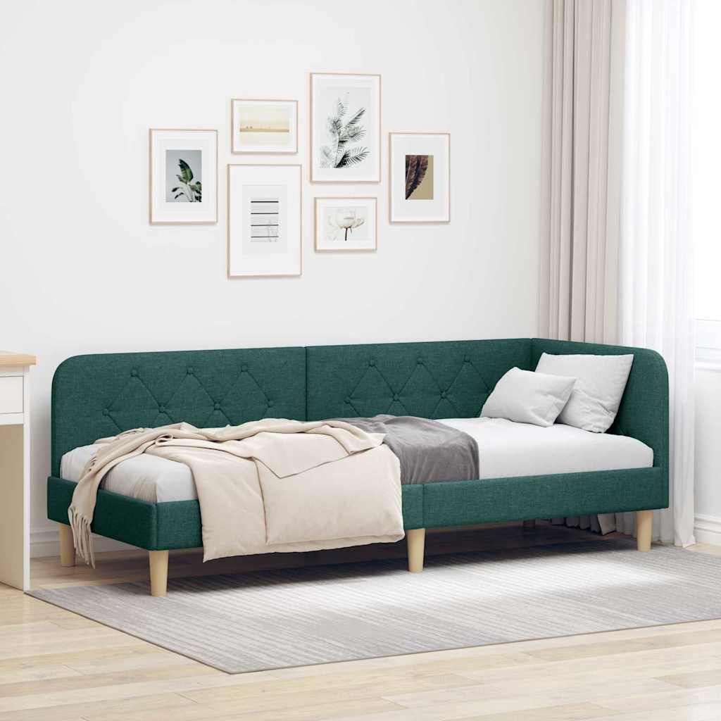 vidaXL Rama łóżka narożnego Ciemna zieleń 80 x 200 cm tkanina